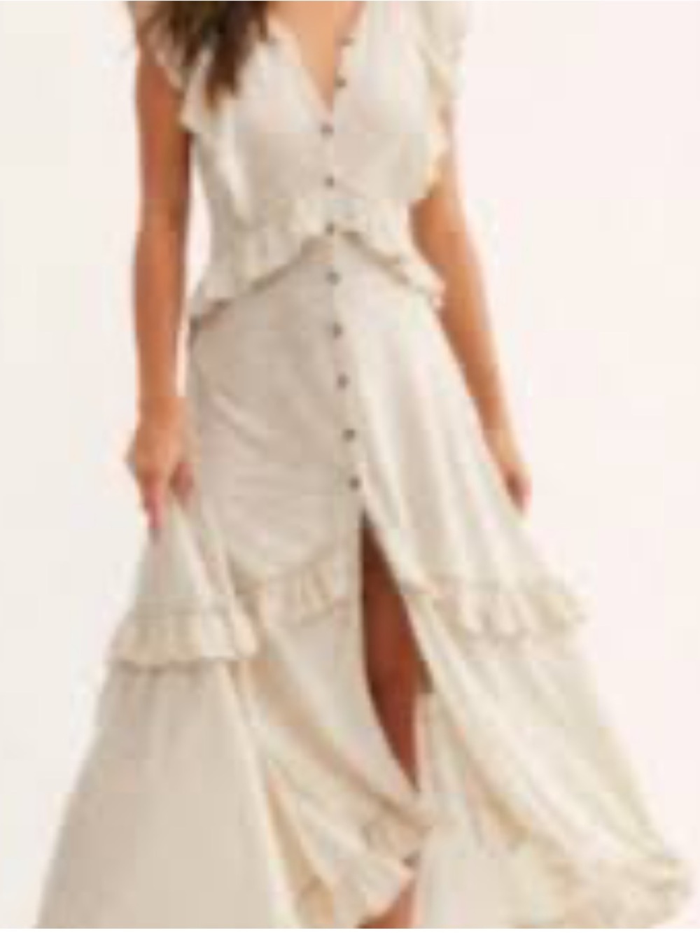 Free People Amelia Cream Ruffled Button-Front Maxi Dress• Small - Picture 2 of 8